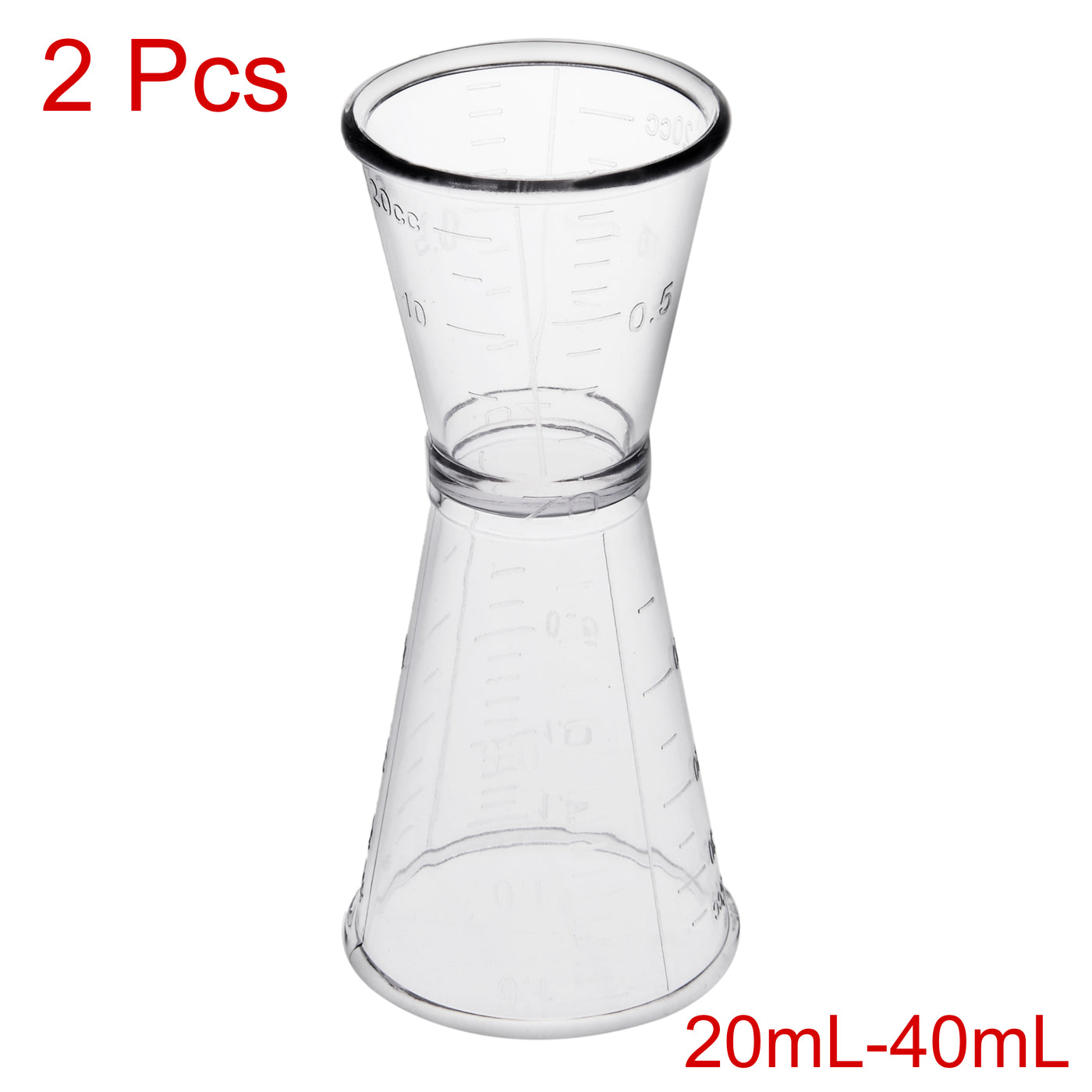 uxcell Uxcell 2 Pcs Double Clear Plastic Measure Cup for Party Kitchen Tool 40ml/20ml