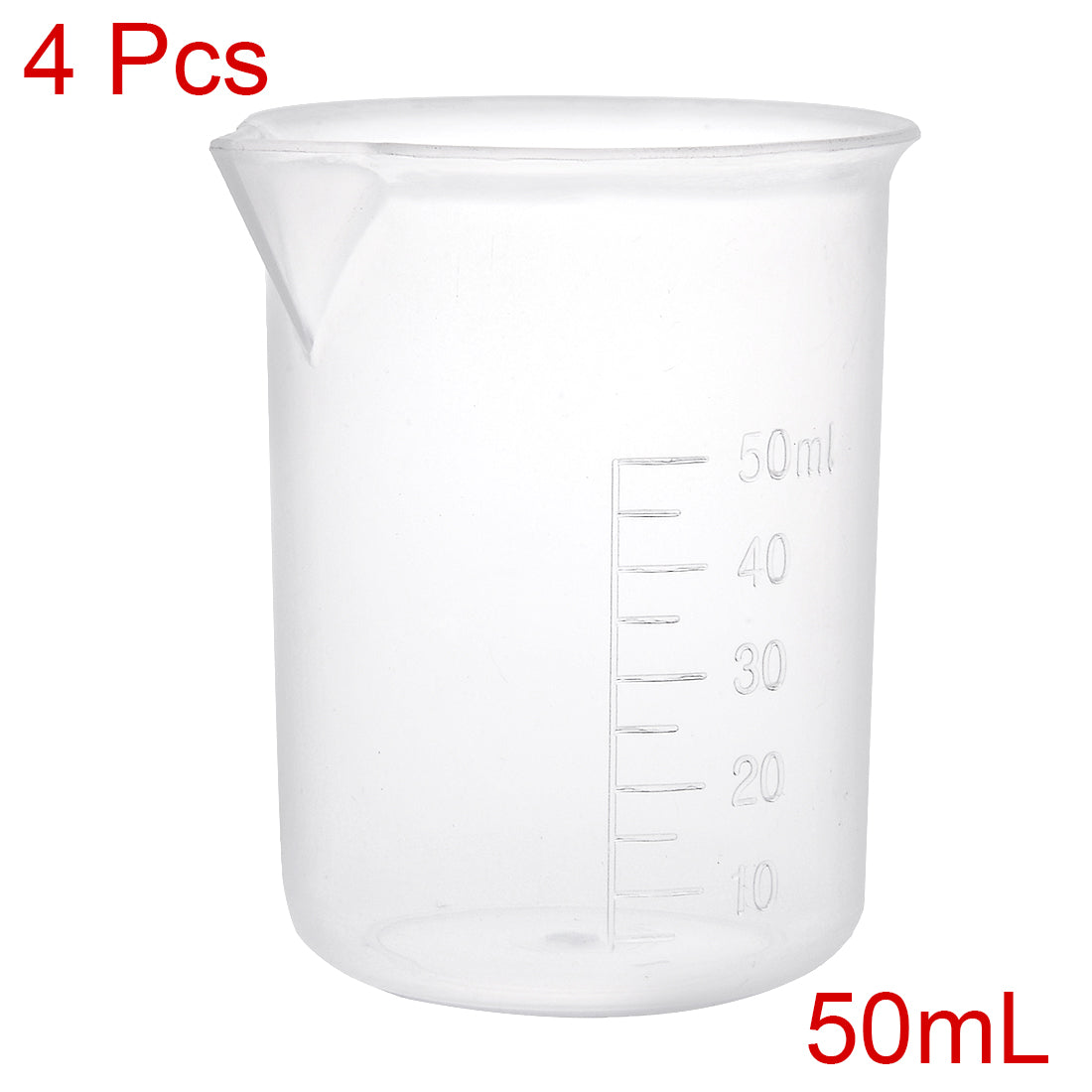 uxcell Uxcell 4pcs Transparent Measuring Cup Lab PP Graduated Beaker 50ml