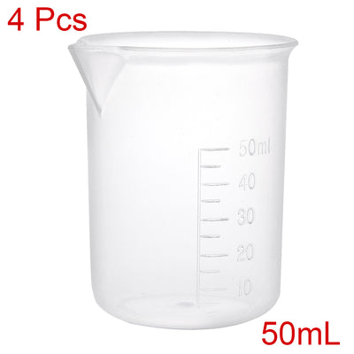 Harfington Uxcell 4pcs Transparent Measuring Cup Lab PP Graduated Beaker 50ml