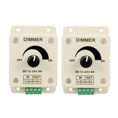 Harfington Uxcell Dimmer Controller Switch DC12-24V 8A Single Color Beige for LED Strip Bulb Lamp Light 2pcs