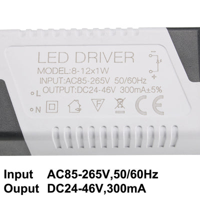 Harfington Uxcell 8-12W Constant Current 300mA High Power LED Driver AC 85-265V Output 24-46V DC Connector External Power Supply LED Ceiling Lamp Transformer 2Pcs