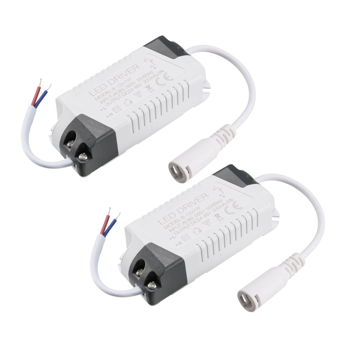 uxcell Uxcell 8-12W Constant Current 300mA High Power LED Driver AC 85-265V Output 24-46V DC Connector External Power Supply LED Ceiling Lamp Transformer 2Pcs