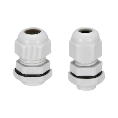 uxcell Uxcell 20Pcs PG11 M12 Cable Gland Waterproof Plastic Joint Adjustable Locknut White for 5mm-10mm,3-6.5mm Dia Cable Wire