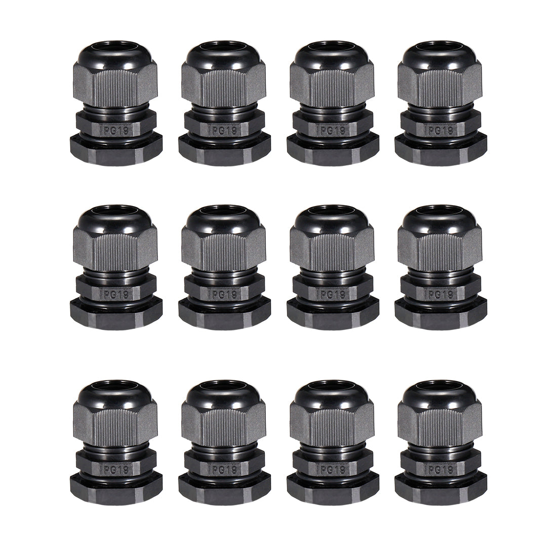 uxcell Uxcell 12Pcs PG19 Cable Gland Waterproof Connector Plastic Wire Glands Joints Black for 12-15mm Dia Wires