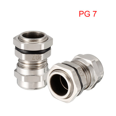 Harfington Uxcell 2Pcs PG7 Cable Gland Metal Waterproof Connector Wire Glands Joints for 3mm-6.5mm Dia Range