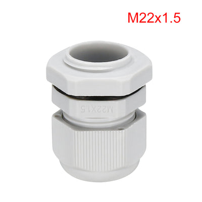 Harfington Uxcell 20Pcs M22 Cable Gland Waterproof Plastic Joint Adjustable Locknut White for 10mm-13mm Dia Cable Wire White