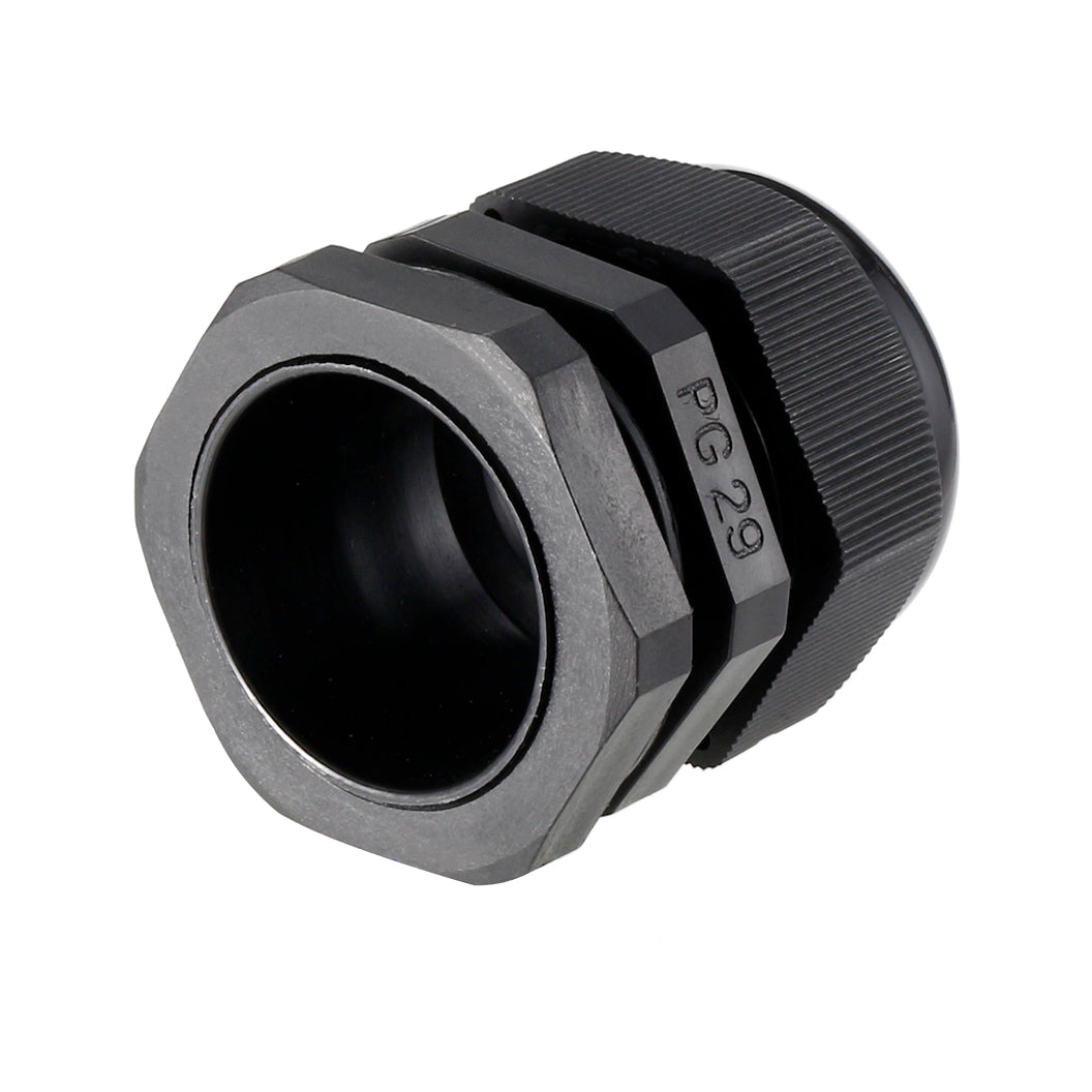 uxcell Uxcell PG29 Cable Gland Waterproof Plastic Joint Adjustable Locknut Black for 18mm-25mm Dia Cable Wire