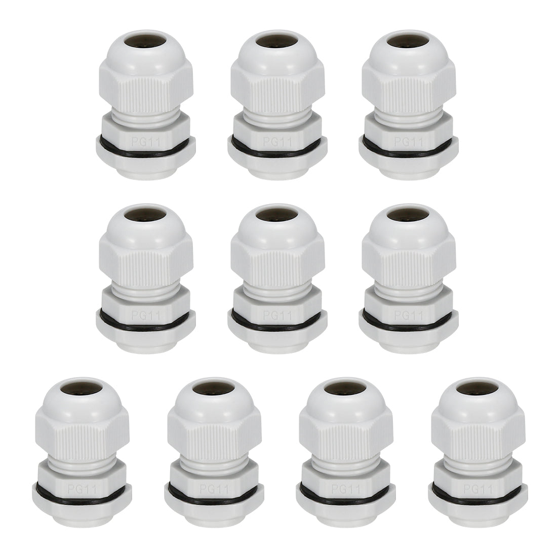 uxcell Uxcell 10Pcs PG11 Cable Gland Waterproof Plastic Joint Adjustable Locknut White for 4mm-9mm Dia Cable Wire