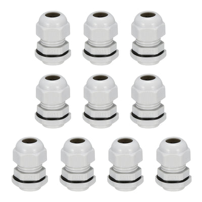 Harfington Uxcell 10Pcs PG11 Cable Gland Waterproof Plastic Joint Adjustable Locknut White for 4mm-9mm Dia Cable Wire