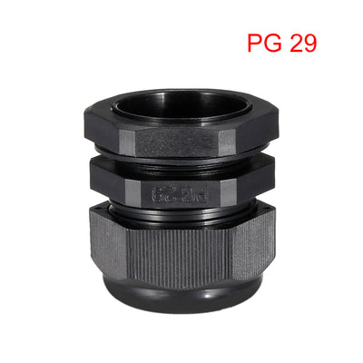 Harfington Uxcell 6Pcs PG29 Cable Gland Waterproof Plastic Joint Adjustable Locknut Black for 17mm-25mm Dia Cable Wire