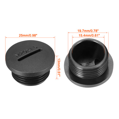 Harfington Uxcell 10pcs M20x1.5mm Nylon Male Threaded Cable Gland Screw End Cap Cover Black