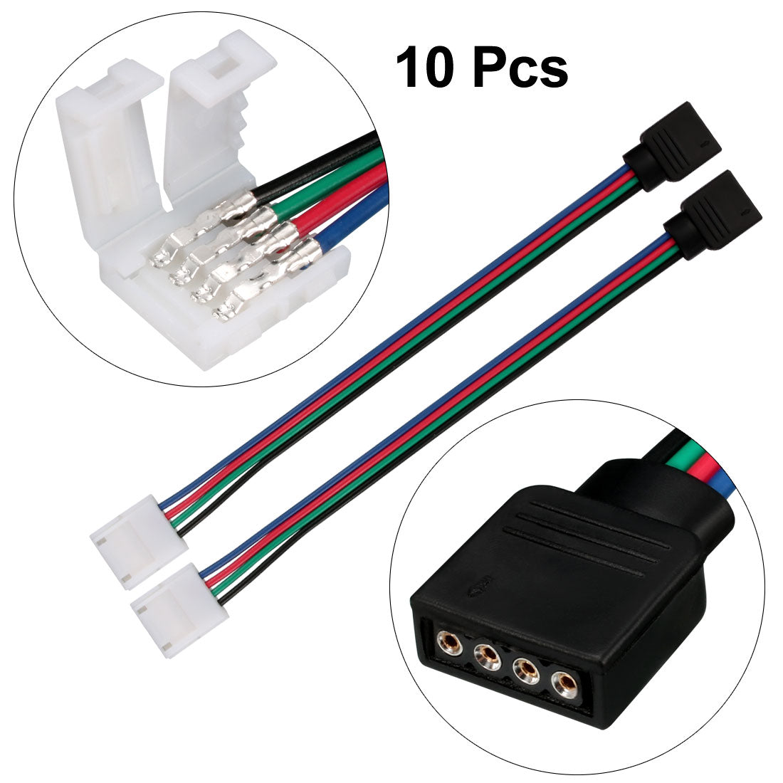 uxcell Uxcell 10pcs 4 Pin Conductor LED RGB Strip Light Connector 10mm Wide Strip to Controller Jumper for 5050 LED Strip light