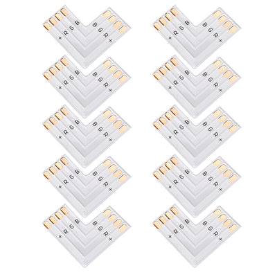 Harfington Uxcell 10 Sets L Shape 4 Pin Led Connector for 5050(10mm) PCB LED Strip Light