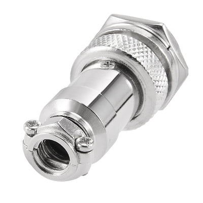 Harfington Uxcell 2pcs Aviation Connector 16mm 2P 7A 125V GX16-2 Waterproof Male Wire Panel Power Chassis Metal Fittings Connector Aviation Silver Tone