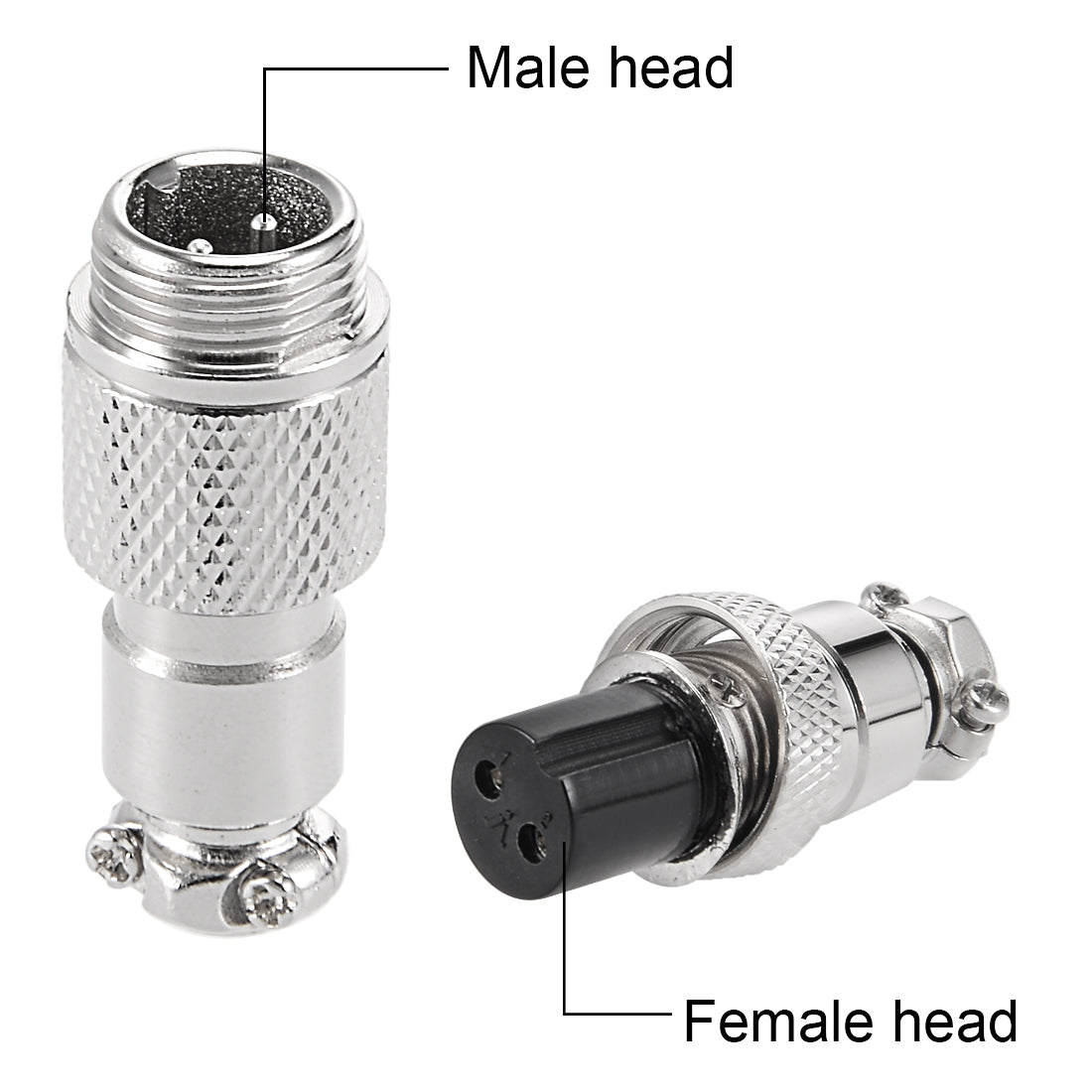 uxcell Uxcell Aviation Connector, 12mm 2Terminals 7A 125V GX12-2 Waterproof Female/Male Wire Panel Power Chassis Metal Fittings Connector Aviation Silver Tone