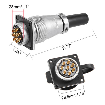 Harfington Uxcell Aviation Connector, 29.5mm 8P 25A 500V KC28-8 Waterproof Male Wire Panel Power Chassis Metal Fittings Connector Aviation Silver Tone