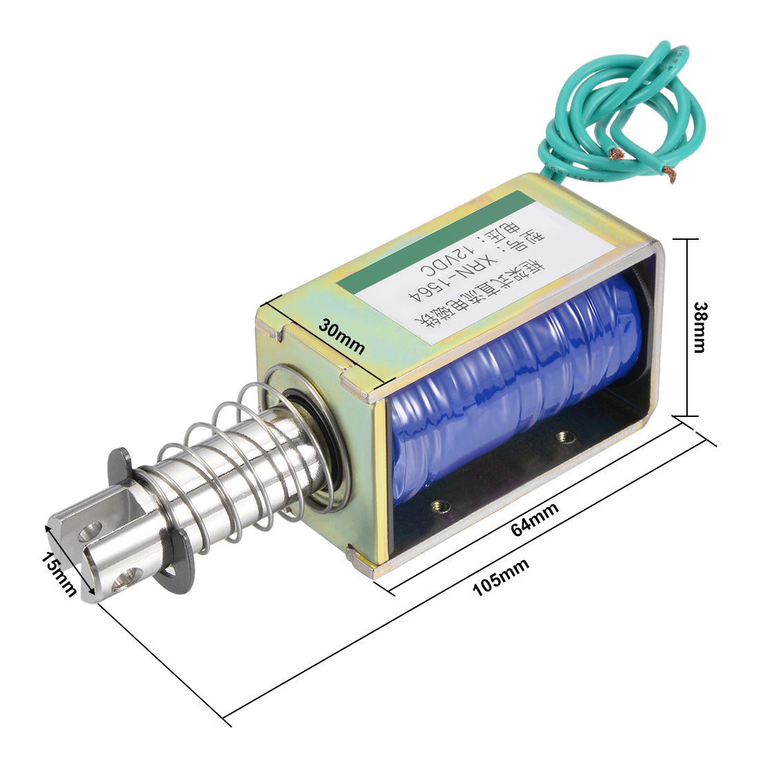 uxcell Uxcell XRN-1564 DC 12V 60N 10mm Pull Type Open Frame Solenoid Electromagnet