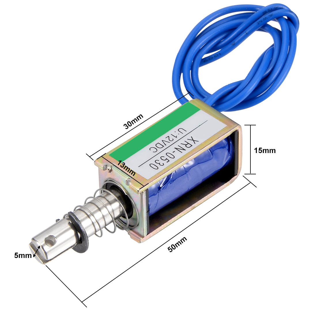 uxcell Uxcell XRN-0530 DC 12V 0.3A 3.6W 5.1N 10mm Pull Type Open Frame Solenoid Electromagnet