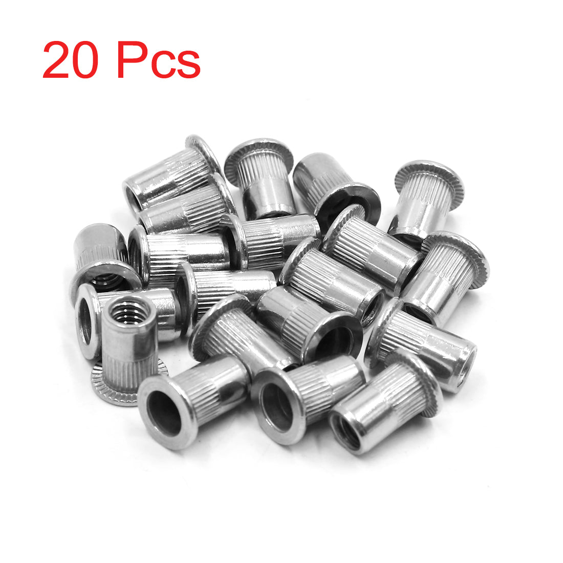 uxcell Uxcell 20Pcs 304 Stainless Steel 1/4-20 UNC Car Flat Head Rivet Nut Insert