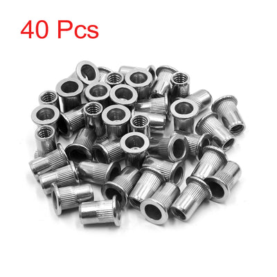 uxcell Uxcell 40Pcs 304 Stainless Steel 1/4-20 UNC Car Flat Head Rivet Nut Insert