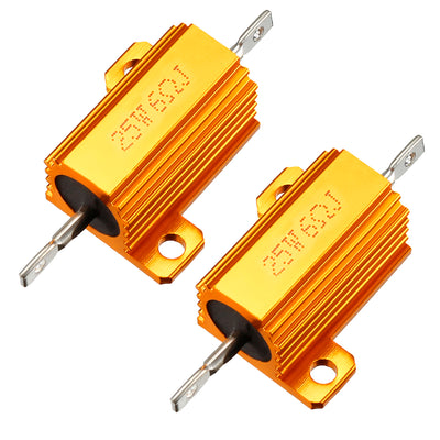 uxcell Uxcell 25W 6 Ohm 5% Aluminum Housing Resistor Screw  Chassis Mounted Aluminum Case Wirewound Resistor Load Resistors Gold Tone 2 pcs