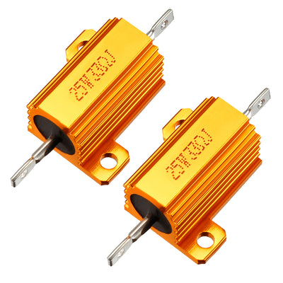 uxcell Uxcell 25W 33 Ohm 5% Aluminum Housing Resistor Screw  Chassis Mounted Aluminum Case Wirewound Resistor Load Resistors Gold Tone 2 pcs