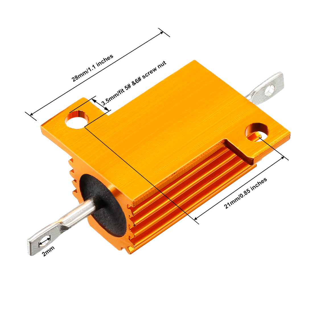 uxcell Uxcell 1 Stck Lastwiderstände 25W 3K Ohm 5% Aluminiumgehäuse Widerstand Schraube Gehäuse Gehäuse Aluminiumgehäuse Drahtgewickelter Widerstand Goldton