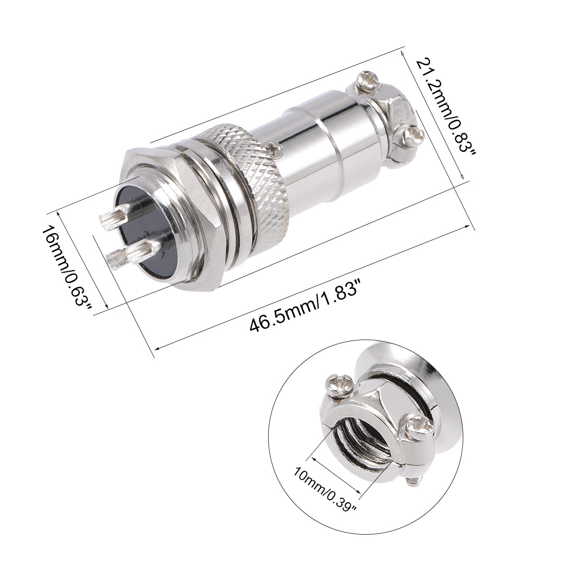 uxcell Uxcell Aviation Connector, 16mm 3P 7A 250V GX16 Waterproof Male Wire Panel Power Chassis Metal Fittings Connector Aviation Silver Tone