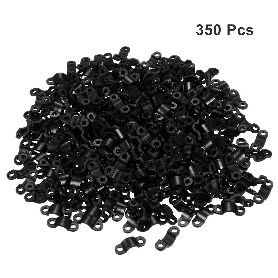 uxcell Uxcell 350pcs Nylon Cable Clamp Wire Tube Fastener Fixing Clip Curve Black