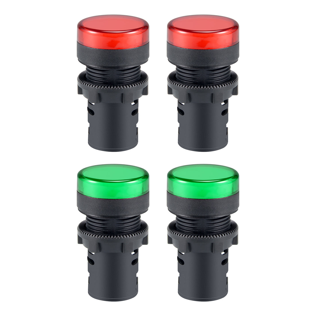 uxcell Uxcell 4Pcs AC 380V Indicator Lights, Red+Green LED, Flush Panel Mount 7/8" 22mm