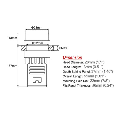 Harfington Uxcell 6Stk Anzeigeleuchten Schalttafeleinbau AC/DC 12V 7/8 "22mm Rot+Gelb+Grün