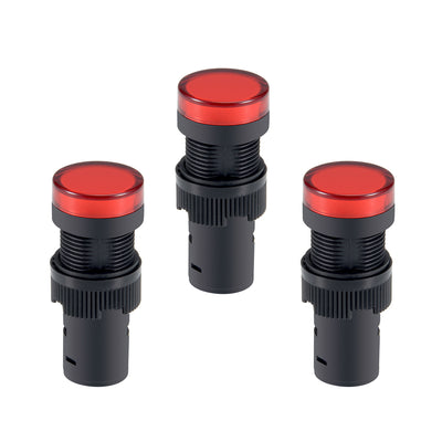 Harfington Uxcell Indicator Lights AC/DC 12V Pilot Light Red LED, Flush Panel Mount 5/8" 16mm 3Pcs