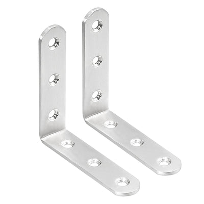 uxcell Uxcell 2pcs 80mmx80mmx20mm Stainless Steel Corner Brace Joint L Shape Right Angle Bracket Fastener