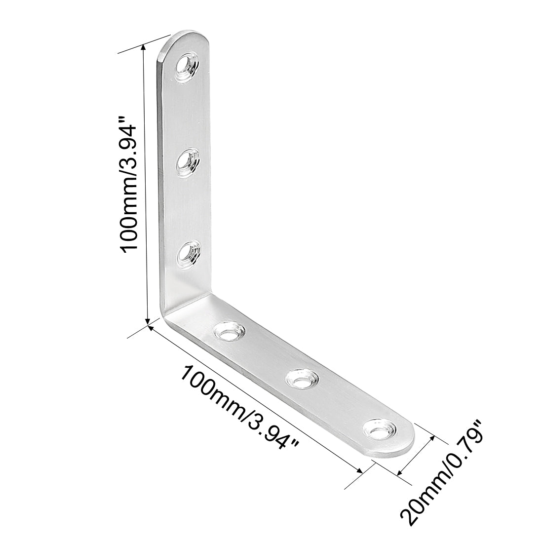 uxcell Uxcell 10pcs 100mmx100mmx20mm Stainless Steel Corner Brace Joint L Shape Right Angle Bracket Fastener