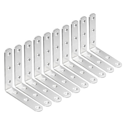 Harfington Uxcell 10pcs 100mmx100mmx20mm Stainless Steel Corner Brace Joint L Shape Right Angle Bracket Fastener