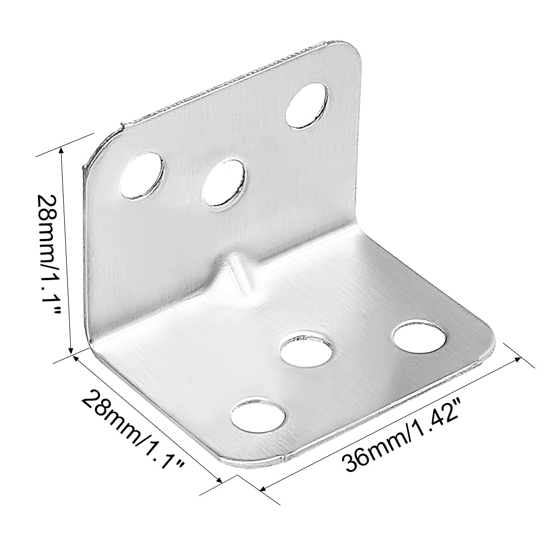 uxcell Uxcell 5pcs 28mmx28mmx36mm Stainless Steel Corner Brace Joint L Shape Right Angle Bracket Fastener