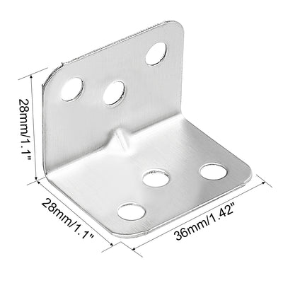 Harfington Uxcell 5pcs 28mmx28mmx36mm Stainless Steel Corner Brace Joint L Shape Right Angle Bracket Fastener