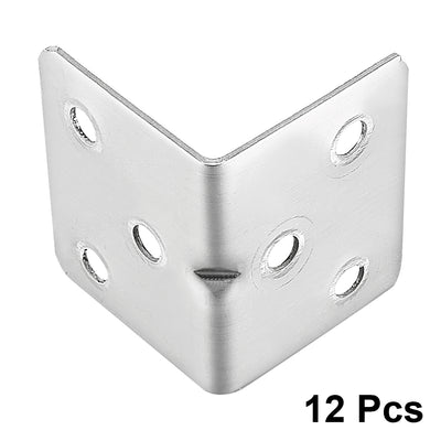 Harfington Uxcell 12pcs 31mmx31mmx38mm Stainless Steel Corner Brace Joint L Shape Right Angle Bracket Fastener