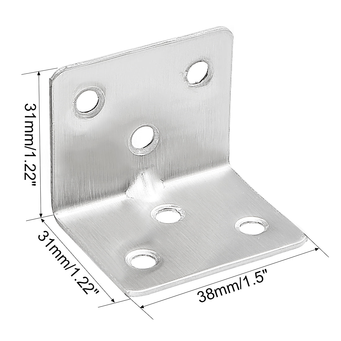 uxcell Uxcell 12pcs 31mmx31mmx38mm Stainless Steel Corner Brace Joint L Shape Right Angle Bracket Fastener