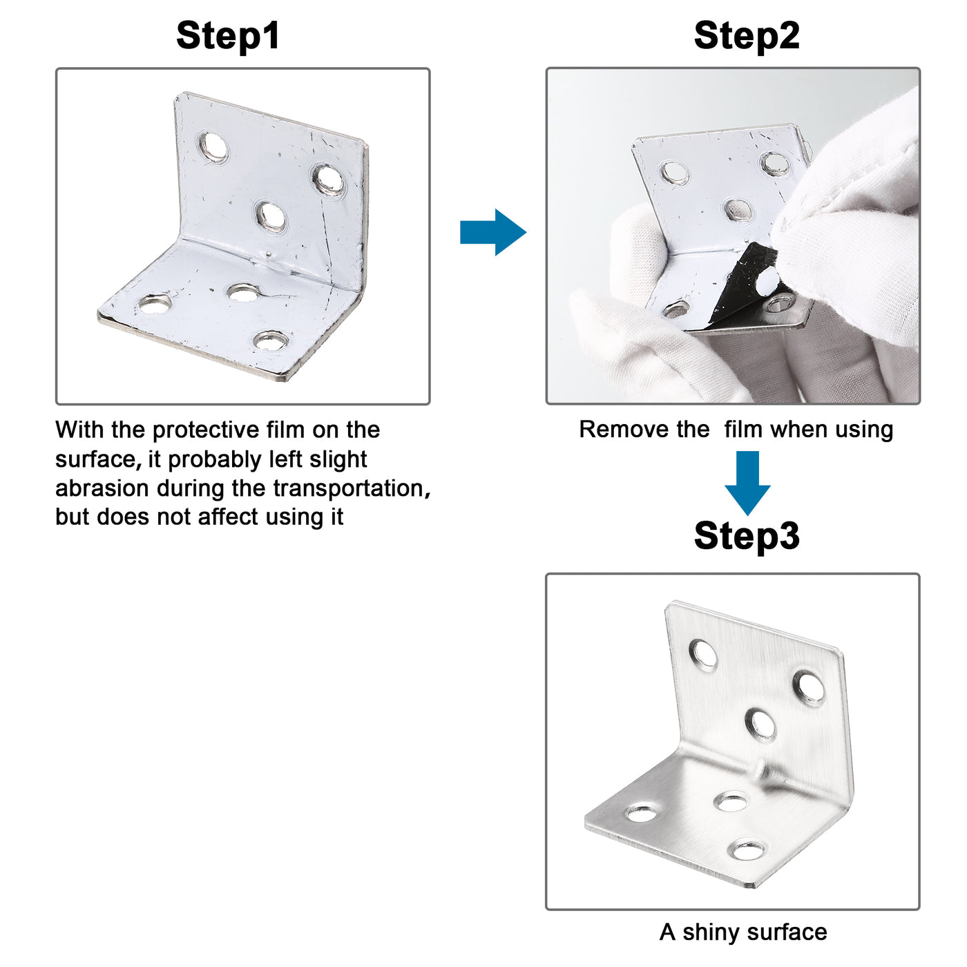 uxcell Uxcell 12pcs 31mmx31mmx38mm Stainless Steel Corner Brace Joint L Shape Right Angle Bracket Fastener