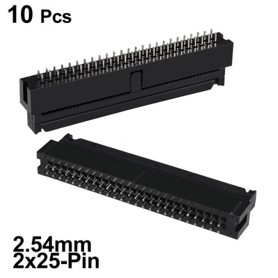 Harfington Uxcell 10Pcs 2.54mm Pitch 2x25-Pin Double Row Straight Box Header Connector PCB Board Socket