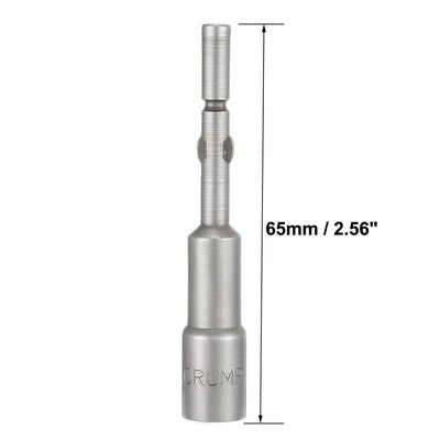 Harfington Uxcell 5pcs Nut Setter,6mm Hex Socket Round Shank Cr-V Non-Magnetic,2.56" Length