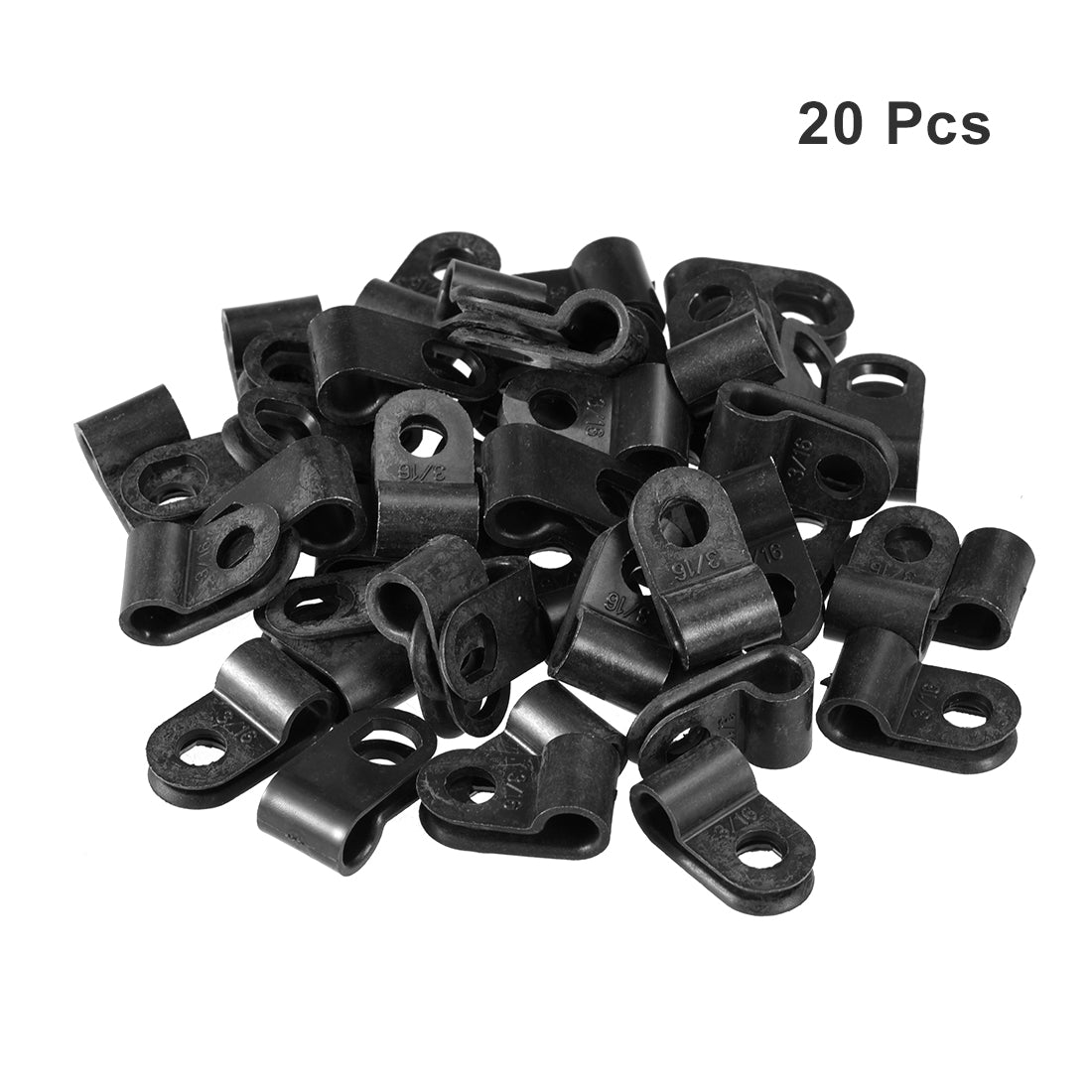 uxcell Uxcell 20Pcs Nylon R-type Cable Clamp Organizer Cord Clips for Wire Management 4.8mm Black UC-0.5