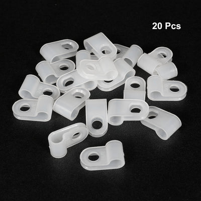 Harfington Uxcell 20Pcs Nylon R-type Cable Clamp Organizer Cord Clips for Wire Management 5mm White CC-0.5