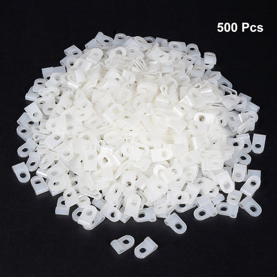 Harfington Uxcell 500Pcs Nylon R-type Cable Clamp Organizer Cord Clips for Wire Management 3.1mm White CC-0