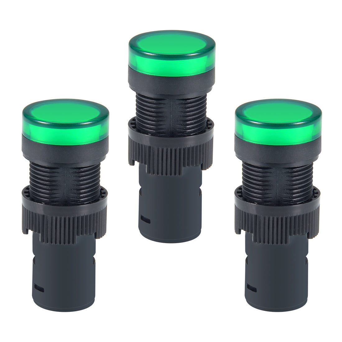 uxcell Uxcell Indicator Lights AC 380V Pilot Light Green LED, Flush Panel Mount 5/8" 16mm 3Pcs