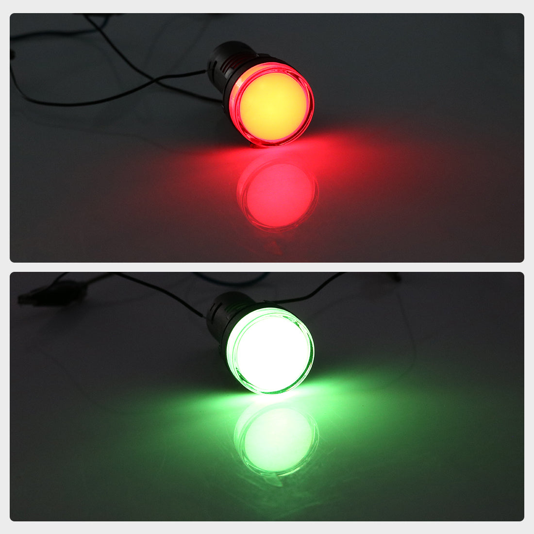 uxcell Uxcell Indicator Lights AC/DC 24V, Dual-Color LED Lamp Red/Green, Flush Panel Mount 7/8" 22mm