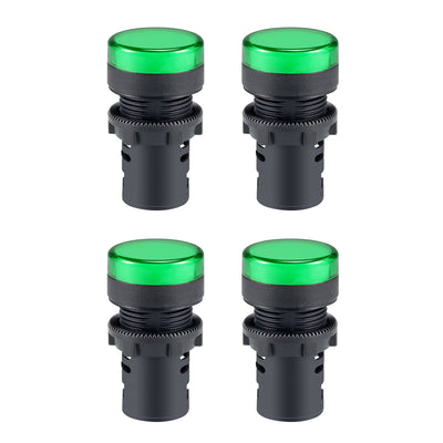 Harfington Uxcell Indicator Lights AC 380V, Green LED, Flush Panel Mount 7/8" 22mm, 4Pcs