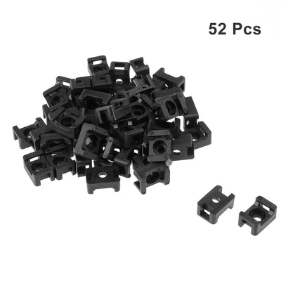 Harfington Uxcell Cable Tie Mount Base Saddle Type Wire Holder Nylon 5.2mm Hole Width Black 52Pcs