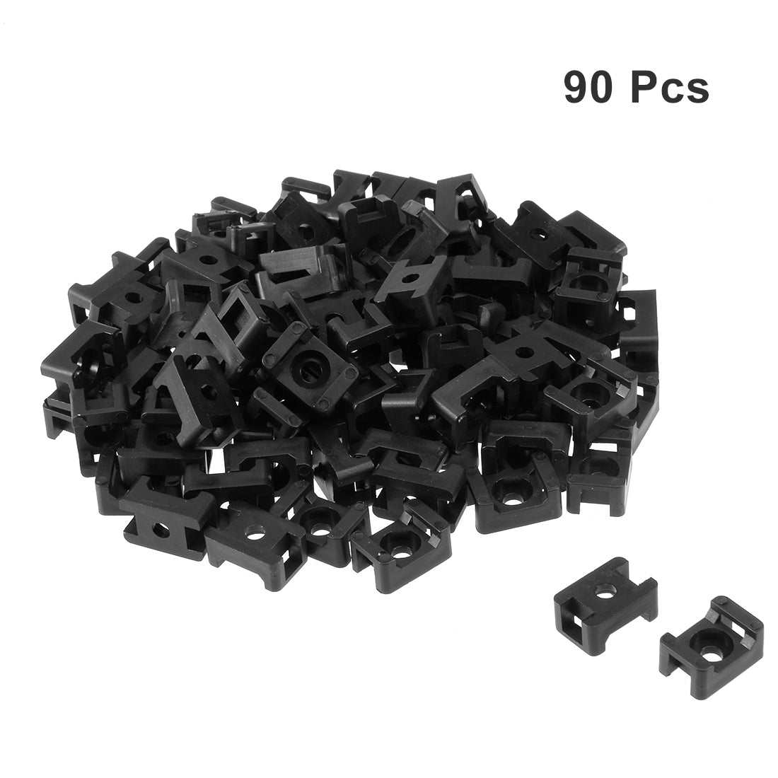 uxcell Uxcell Cable Tie Mount Base Saddle Type Wire Holder Nylon 5.2mm Hole Width Black 90Pcs